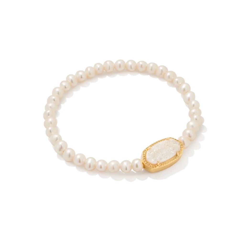 Kendra Scott Pearl Bracelet with Iridescent Stone comes with dust bag